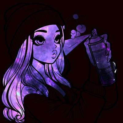 realistic girl spray painting