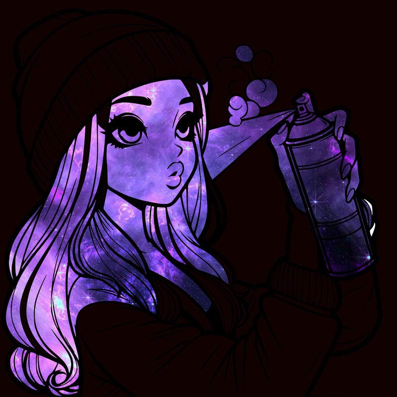 realistic girl spray painting