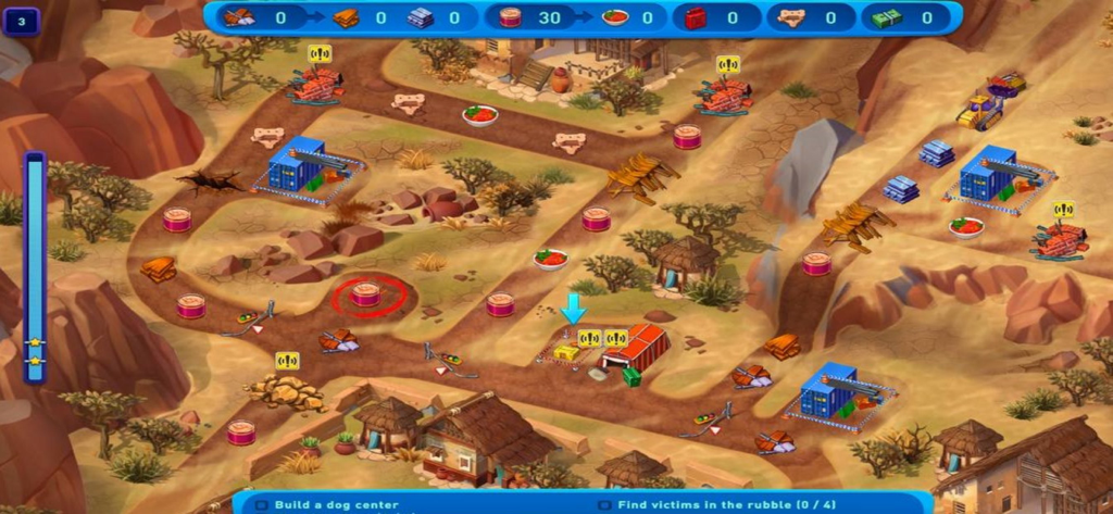 Emergency Crew 4 - Time management gameplay in Emergency Crew 4 showing a rescue mission in a savannah setting.