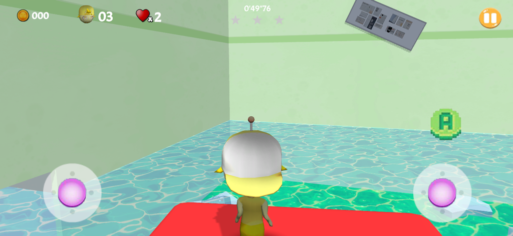 Monster School Breakout Obby - A character in a white cap navigates a flooded room in Monster School Breakout Obby.