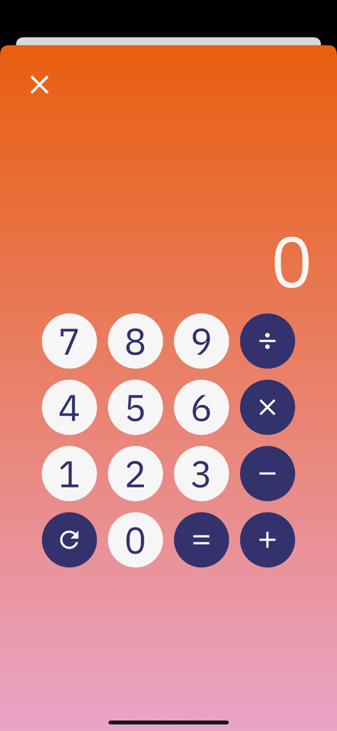 Quickonor by Tetonor - Minimalist calculator interface with numbers and math symbols on a colorful gradient background