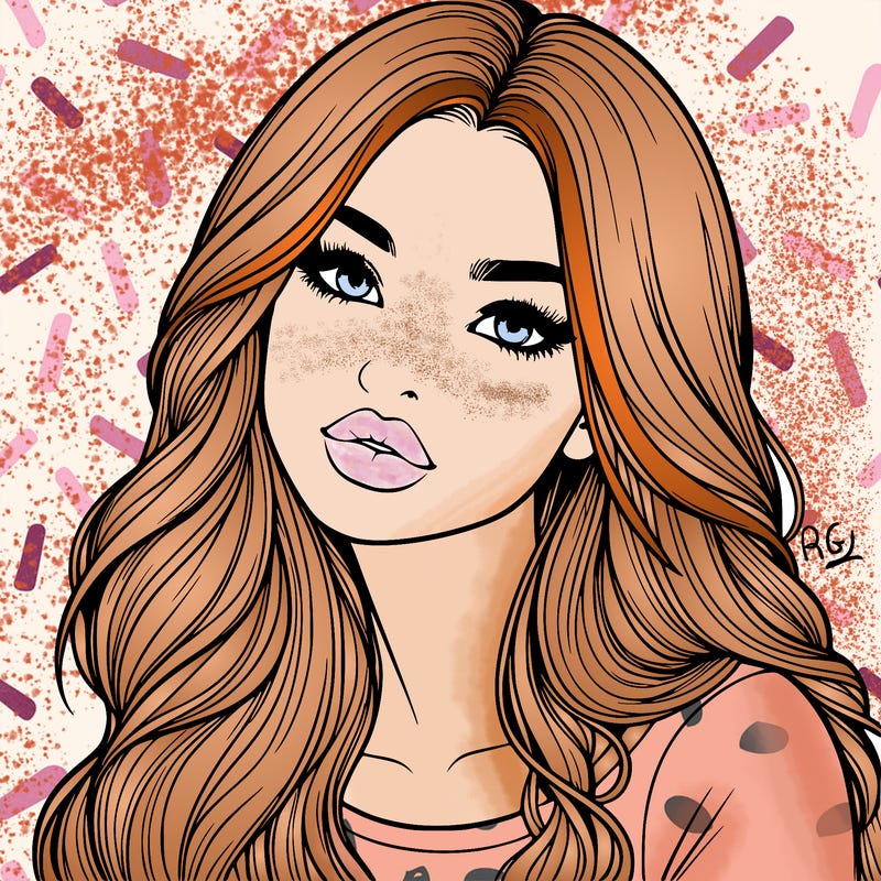 realistic girl with hair on her hair and lips