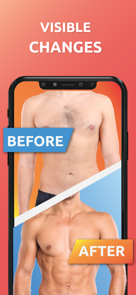 Push Up Challenge - Push Ups - Male torso showing before and after muscle transformation from push up workouts.