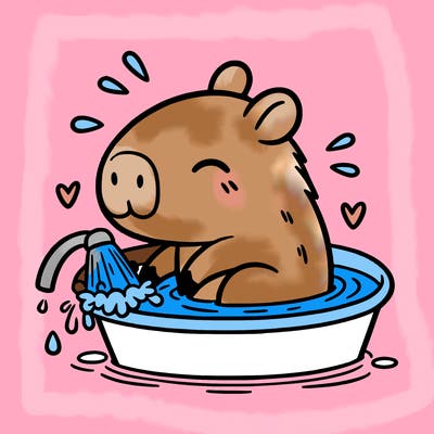 capybara taking a bath