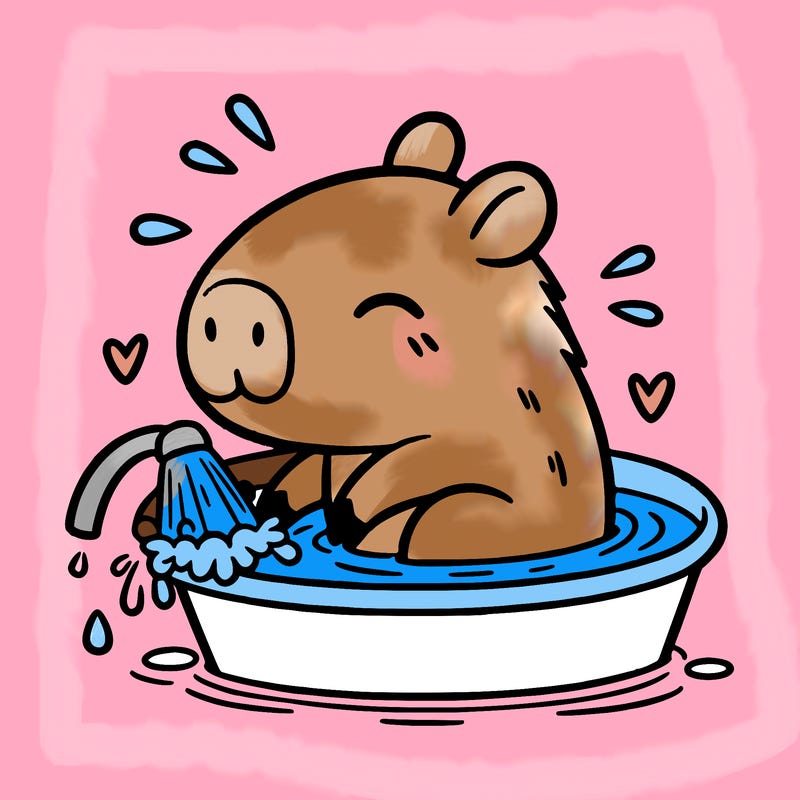 capybara taking a bath