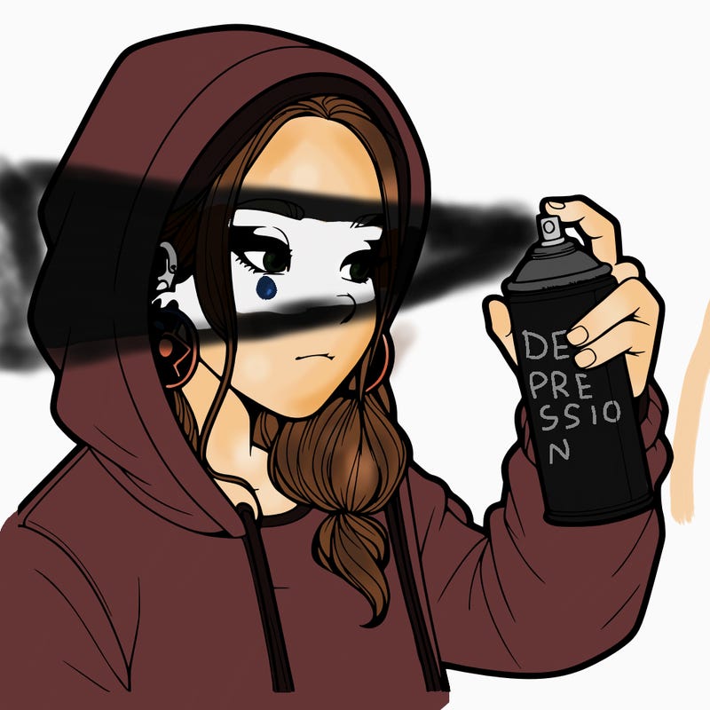 a realistic girl, spray painting