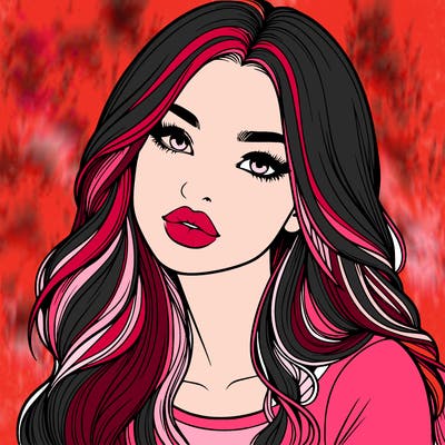 realistic girl with hair on her hair and lips