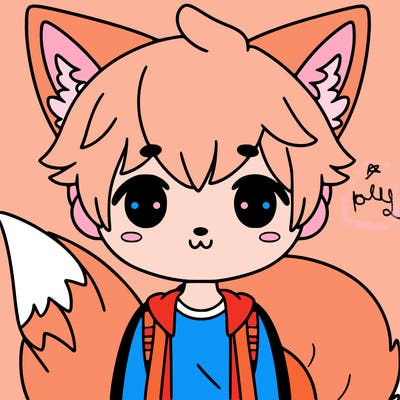 someone with fox ears and tail