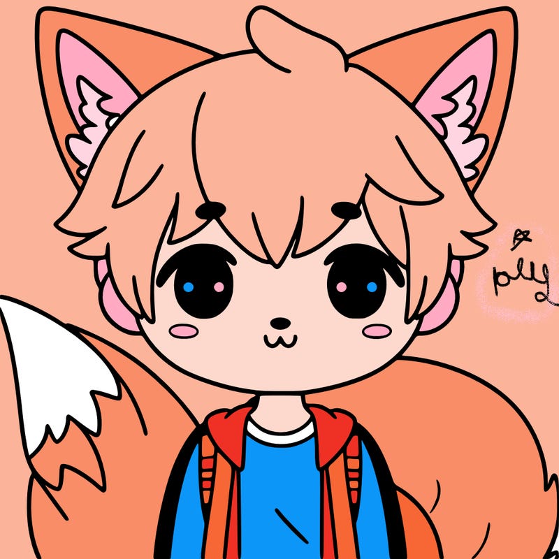 someone with fox ears and tail