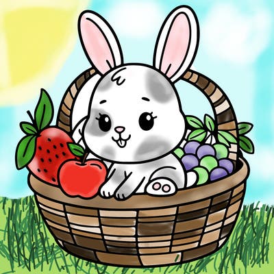 bunny in a fruit basket