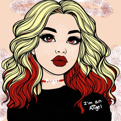 realistic girl with wavy hair and lips