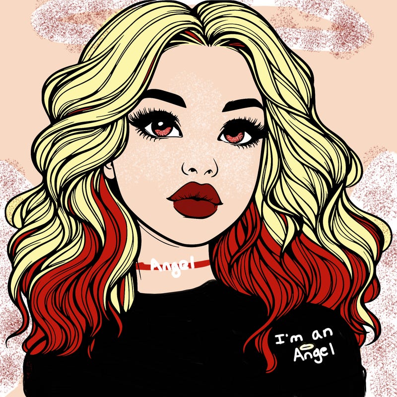 realistic girl with wavy hair and lips