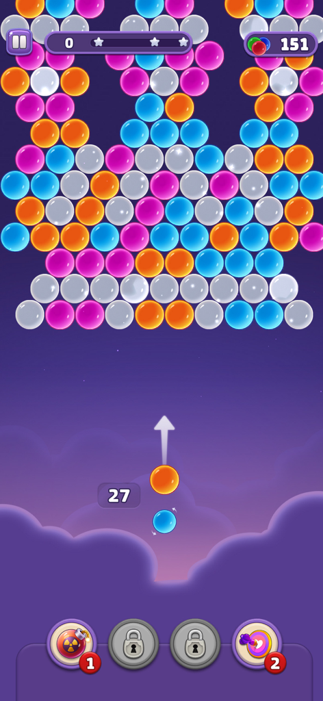 Bubble Family - Gameplay of Bubble Family showing colorful bubbles to pop with a bubble shooter at the bottom