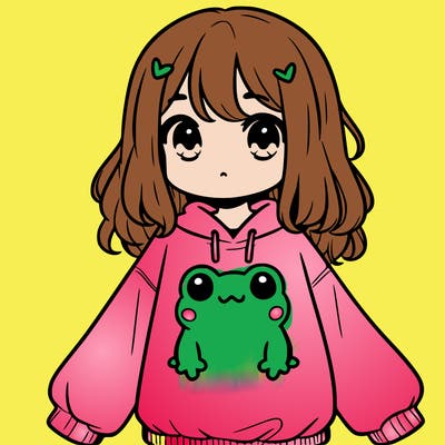 girl wearing frogging sweatshirt