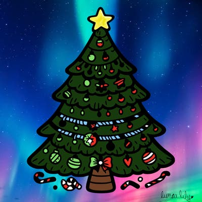 christmas tree with lots of details