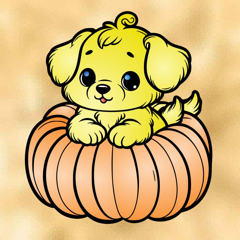 cute little puppy in a pumpkin