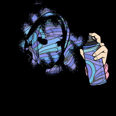 a realistic girl, spray painting