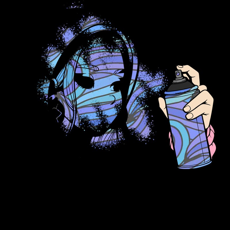 a realistic girl, spray painting