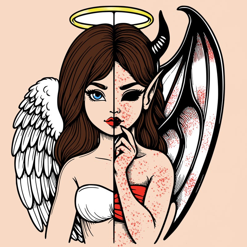 realistic angel half demon