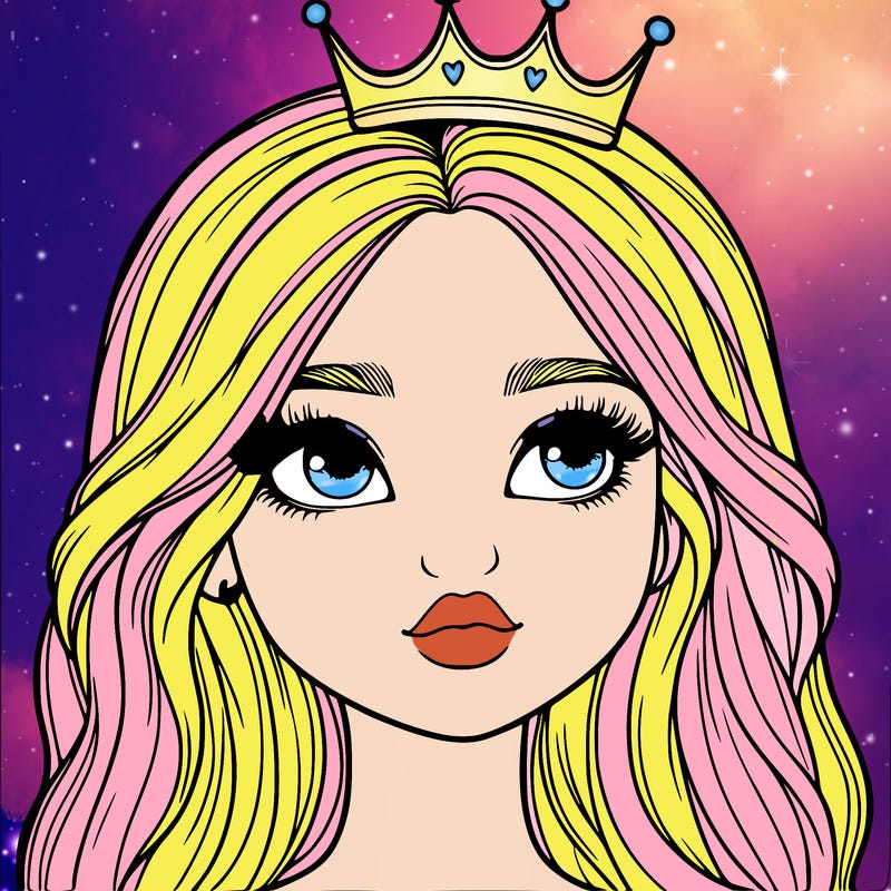 a realistic girl with a crown on