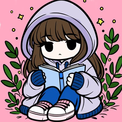 girl in oversized hoodie reading a book