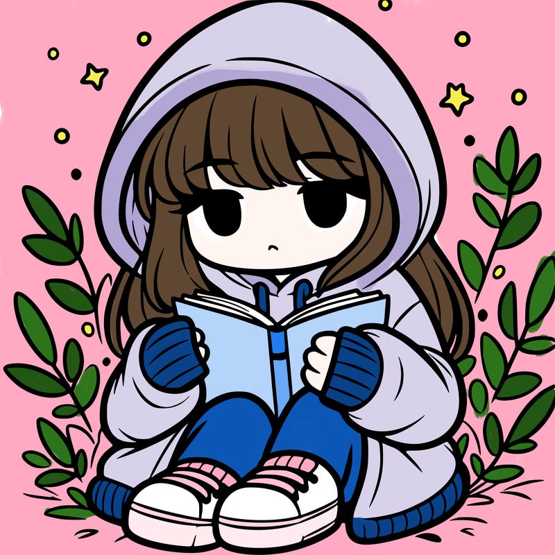 girl in oversized hoodie reading a book