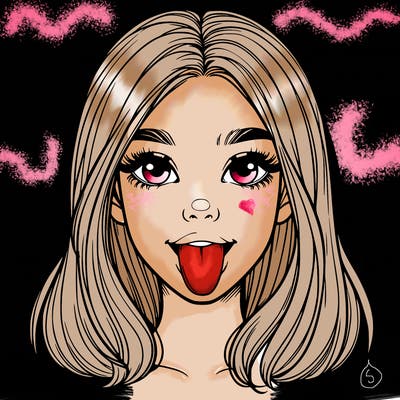 realistic girl with her tongue out