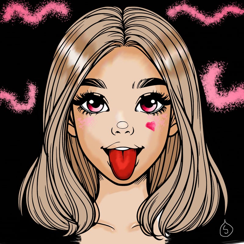 realistic girl with her tongue out