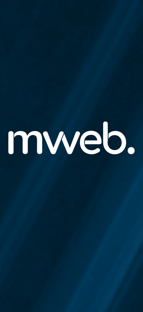 Mweb logo on a dark blue background