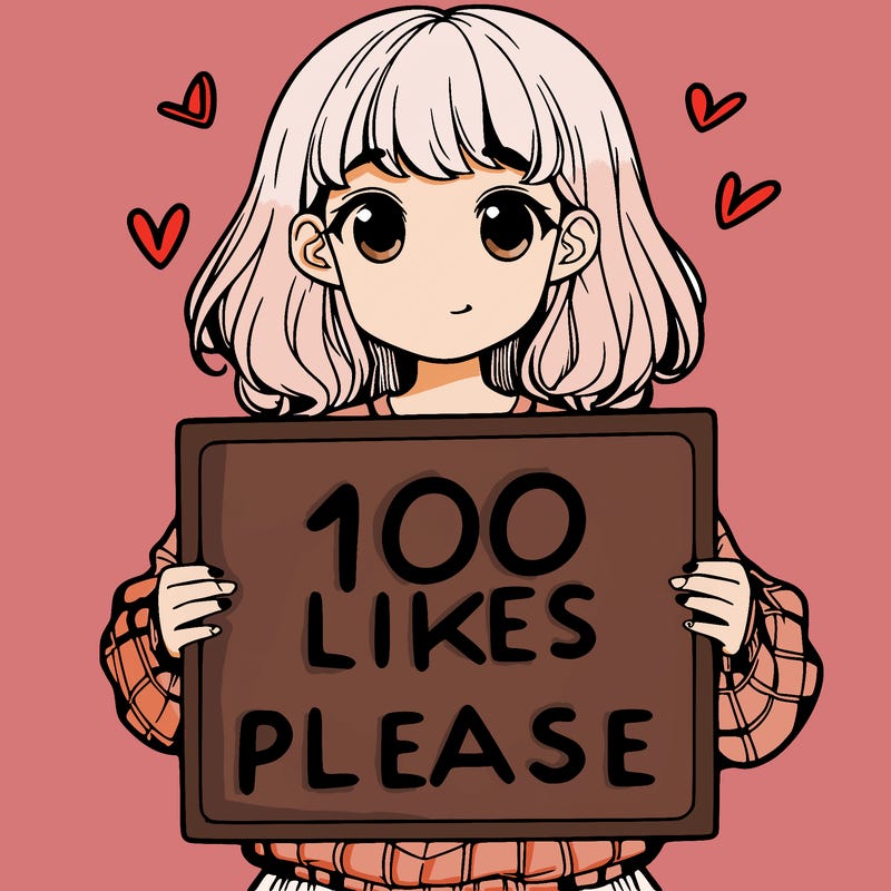 a girl holding a sign saying 100 likes please