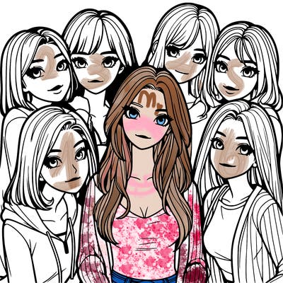 a group of girls realistic