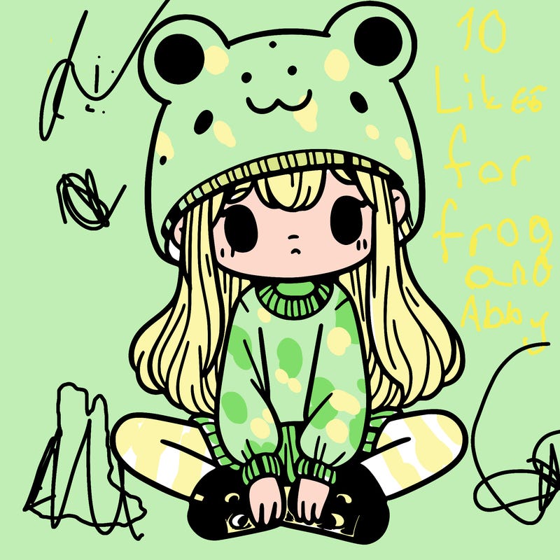a girl wearing a frog hat and some frog socks