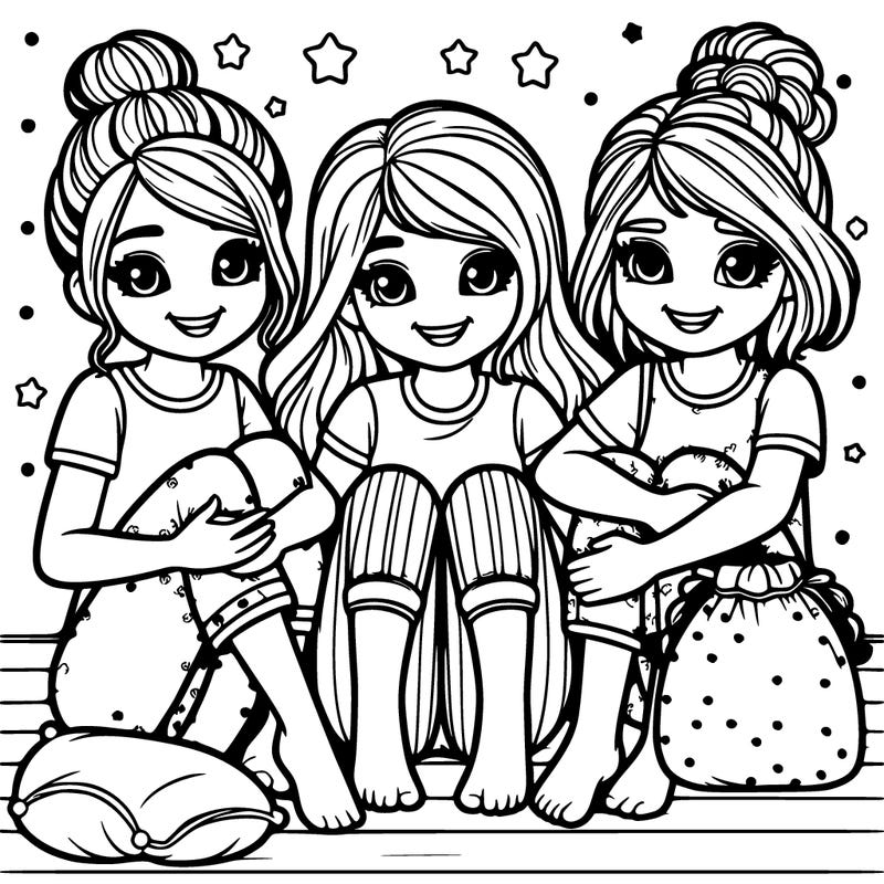 3 best friends girls at sleepover