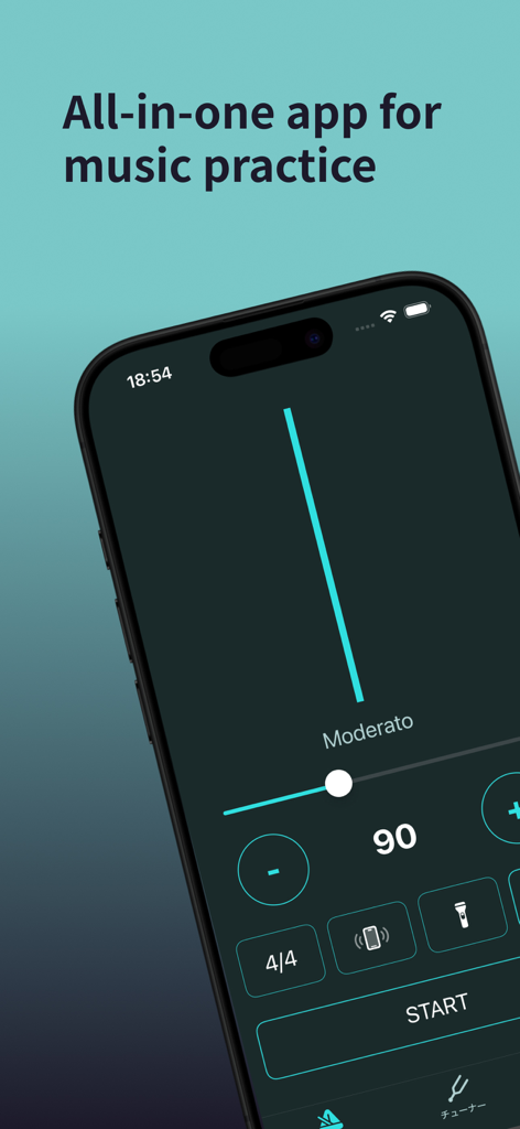 Fuyomi - Interfaz de la aplicación Fuyomi que muestra un metrónomo digital para la práctica musical