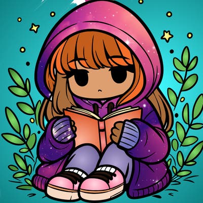 girl in oversized hoodie reading a book