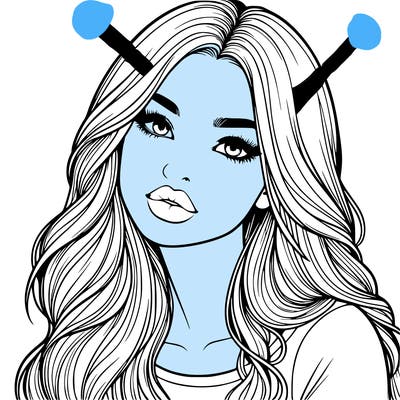 realistic girl with hair on her hair and lips