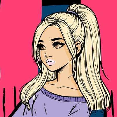 realistic girl with a high ponytail