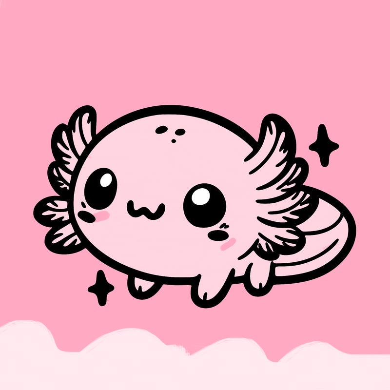 cute easy baby axolotl