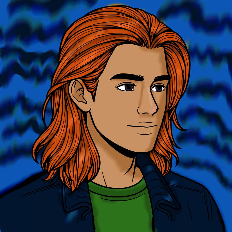 realistic guy with long hair