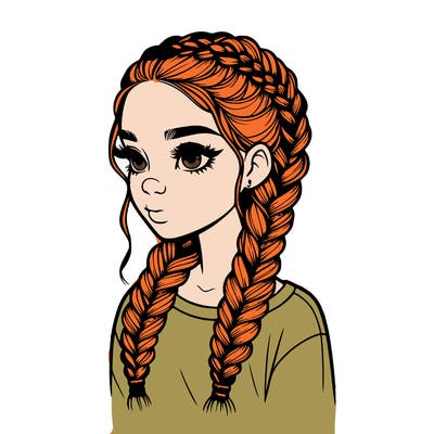 realistic girl with braids