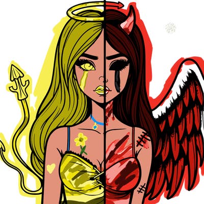 devil vs angel realistic girl