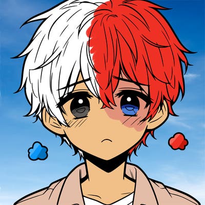 anime soft boy sad expression