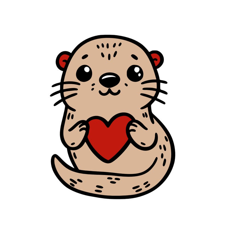 otter with a heart