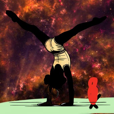 realistic gymnastic hand stand girl in four splits