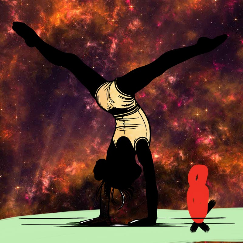 realistic gymnastic hand stand girl in four splits