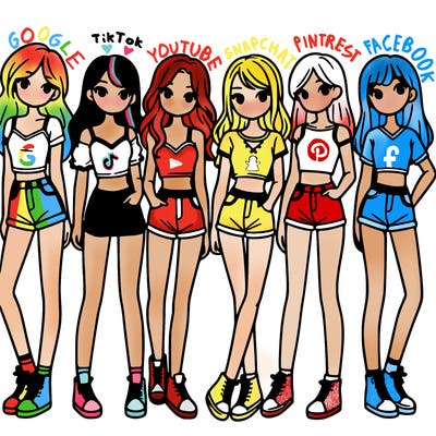 a group of girls wearing crop tops and shorts