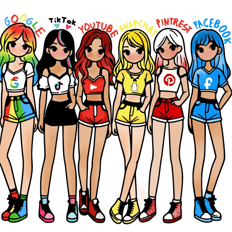 a group of girls wearing crop tops and shorts