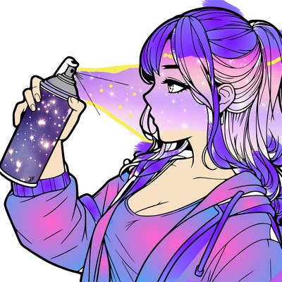 a realistic girl spray, painting