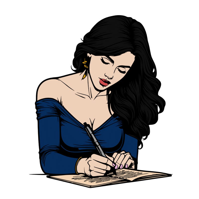 realistic female writing poetry