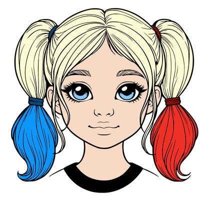 a realistic girl with pig tails